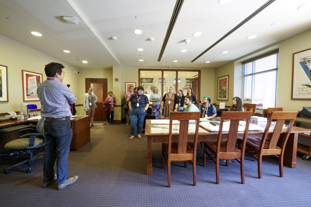 Pratt Library staff giving a Special Collections talk to visitors