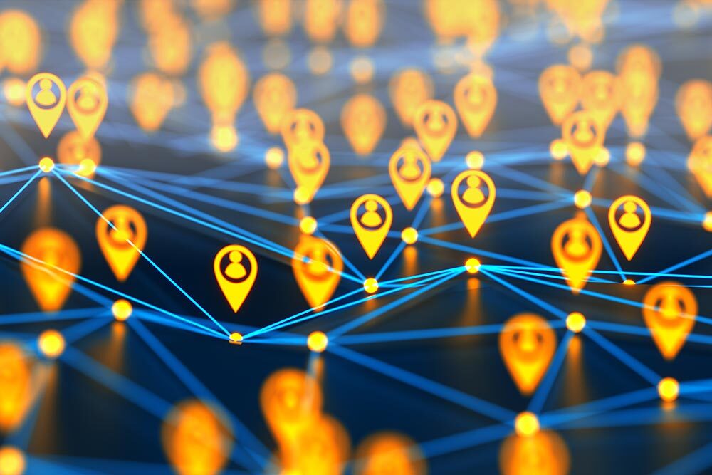 communications network concept - connected data points