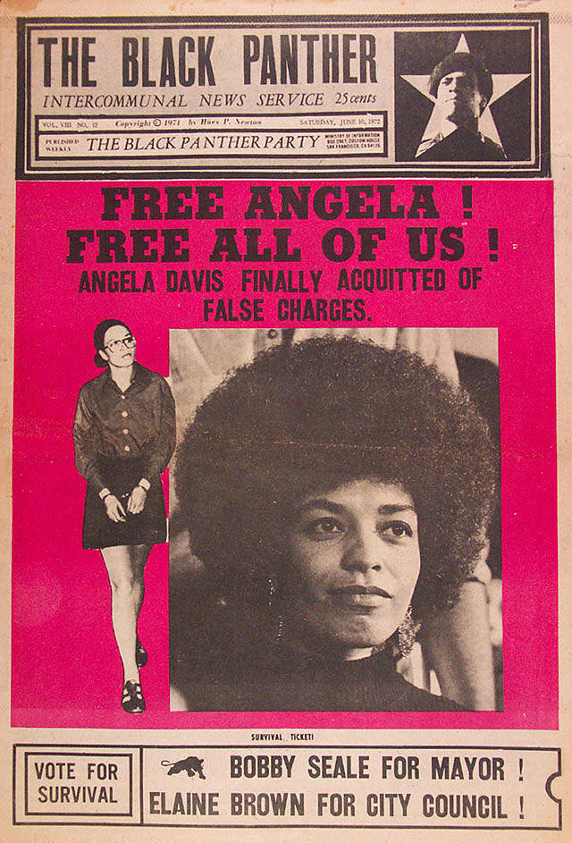 The Black Panther, 1972, with Free Angela on the cover